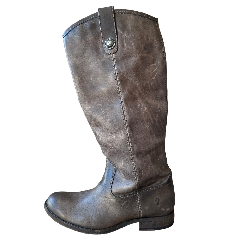 Frye Melissa Button Tall Riding Boots Brown Slate Leather 6.5B 3477172-SLT